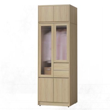 文創集 愛楓木原橡2.7尺六門二抽加高衣櫃組合-81x60x230cm免組