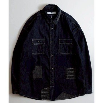 【日貨代購CITY】2025AW FDMTL PATCH DENIM SHIRT RINSE 拼接 丹寧 牛仔 襯衫