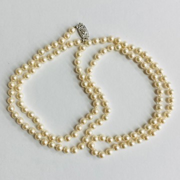 貝殼珍珠 2WAY 全結式長項鍊 / 約 6.5mm 約 100cm / 奶油雙色 / R / made in japan