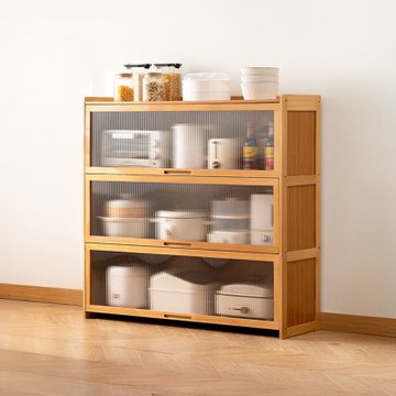 Happylife 楠竹長虹櫃門餐廚櫃 三層110公分 Y12378