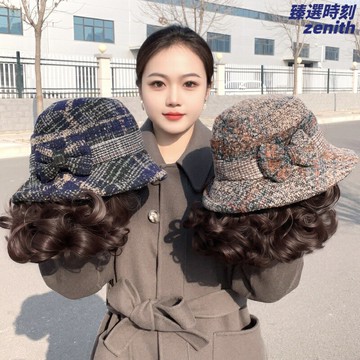 【新年洋氣】假髮帽子 媽媽假髮 全頭套假髮 中老年假髮 時尚禮帽 漁夫帽 短髮造型 透氣舒適 新年送禮 媽媽禮物