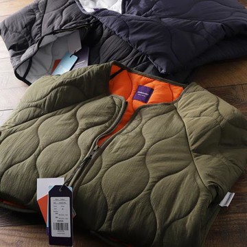 重磅推薦！科技絎棉日系復古男女情侶款無領內膽棉衣百搭工裝外套