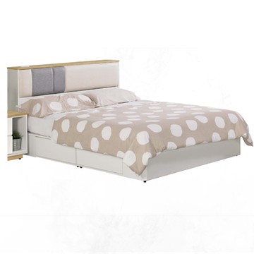 【文創集】奈吉亞雙色5尺透氣皮革雙人四抽床台組合(床頭片＋四抽床底＋不含床墊)-152x210x94cm免組