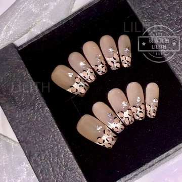 可隔日到貨！清倉特賣 豹紋 純手工手繪貓眼穿戴甲 可拆卸手工甲光療甲片 中梯甲 美甲貼片 爆閃貓眼 假指甲 指甲貼