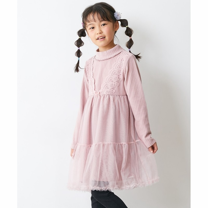 あったかテレコフリース レース チュール使いドッキングワンピース 女の子 子供服 ジュニア服 子供服 Kids Dress 通販 Lineポイント最大1 0 Get Lineショッピング
