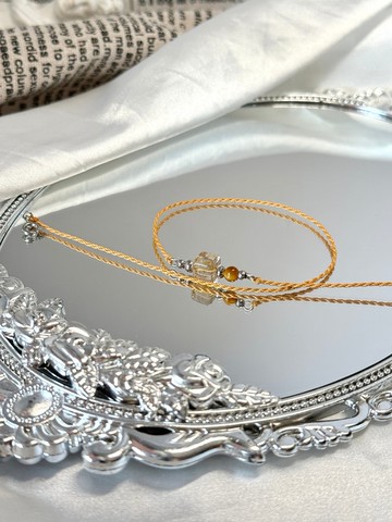 財富/雙圈蠟線祈願開運水晶手鍊 - 醫療鋼配飾/鈦晶方糖/虎眼石