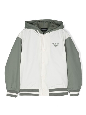 Emporio Armani Kids - Eagle-motif ripstop bomber jacket - kids - Polyester/Cotton/Polyester - 10 yrs - Neutrals