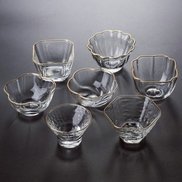 日式描金小茶杯錘紋玻璃耐高溫品茗杯主人杯人單杯手作功夫茶具