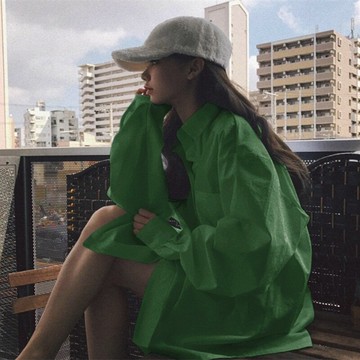糖果色襯衫女外套復古港味夏季薄款長袖防曬上衣設計感小眾襯衣服