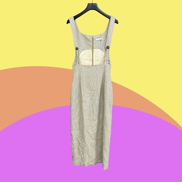 二手 Tom&Lucianos 咖米 薄挺高腰 直筒鉛筆 後開衩 吊帶裙 CA310