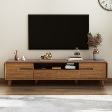 網紅現代簡約實木框組合電視機櫃收納儲物新中式小戶型客廳胡桃色[DD220109]