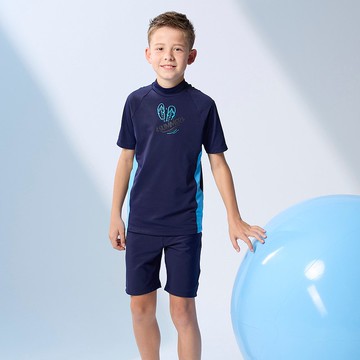 MIT 大童短袖兩件式泳裝 男女童適穿