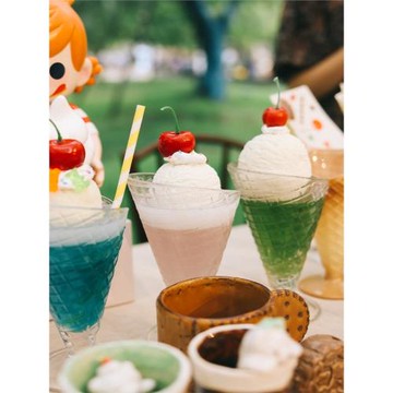 福如樂 原創日式昭和復古gelato高腳玻璃杯芭菲冰淇淋蜜瓜蘇打杯
