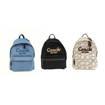 ~雪黛屋~COACH 後背包中容量國際正版保證進口防水丹寧布品卡購證塵套提袋等候10-15日CAT431