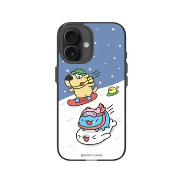 iPhone 16 Clear (相機按鈕) 酷墨灰 - 貓貓蟲咖波 Bugcat Capoo - 滑雪趣