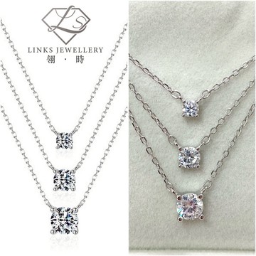 ［翎時珠寶］S925純銀鍍白金 簡約四爪高碳鑽項鍊吊墜 SP010 防敏項鍊 S925項鍊 純銀項鍊 小眾設計 日本韓國