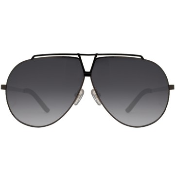 TED BAKER 英倫金屬雙樑復古飛行員皮革鏡腳太陽眼鏡(銀) TB1238-921