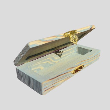 藍色木盒，手工眼鏡架。珠寶盒。筆筒