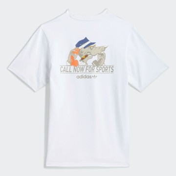 ADIDAS ORIGINALS 愛迪達 阿迪達斯 三葉草 復古風 T恤 男女短袖上衣-白色 CALL SPORTS TEE-JD2828