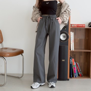 巨瘦腿水洗抽繩腰鬆緊直筒寬褲 RC258371