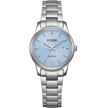 CITIZEN 星辰 冰河藍 光動能簡約女錶 新春開運 送禮首選-27.5mm EW2318-73L