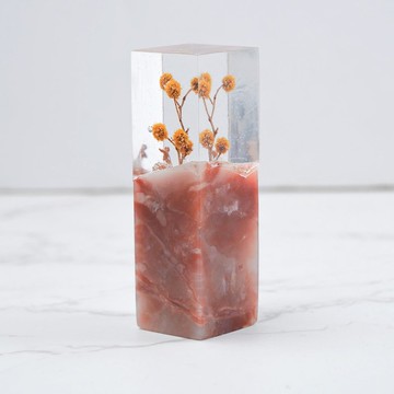 客製化手工印章-|永生花與鹿樹脂印章 1.5 x 1.3 CM|篆刻印章