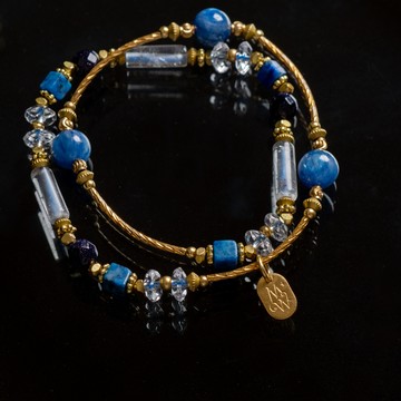 52赫茲｜C1326藍晶青金石黃銅雙圈手鍊