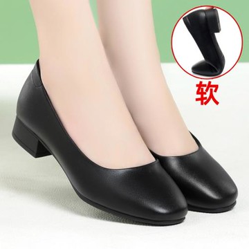 春空姐工作鞋女黑色真皮軟底職業皮鞋上班久站不累舒適銀行面試鞋