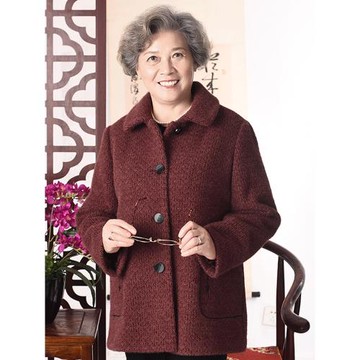 媽媽裝春秋裝2023新款羊毛呢外套中老年女裝大碼奶奶休閑洋氣服裝
