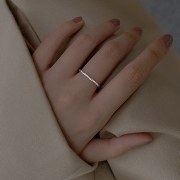 925純銀素圈糖紙戒指女夏季2021年新款ins潮開口可調節食指戒尾戒