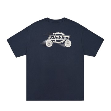 Dickies男女款深海軍藍吸濕透氣背部大圖案印花休閒短袖T恤|DK0A87R5CG7