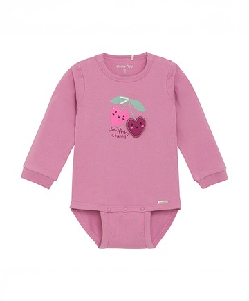 櫻桃粉色長袖包屁衣62cm