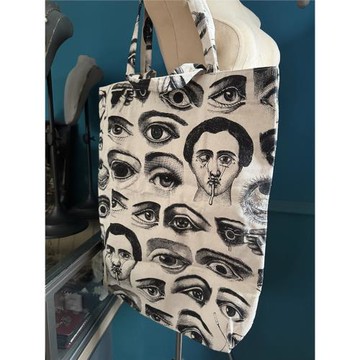 泰國店淘Vintage小眾潮牌手印復古蛇形蝴蝶個性圖案棉厚帆布挎包