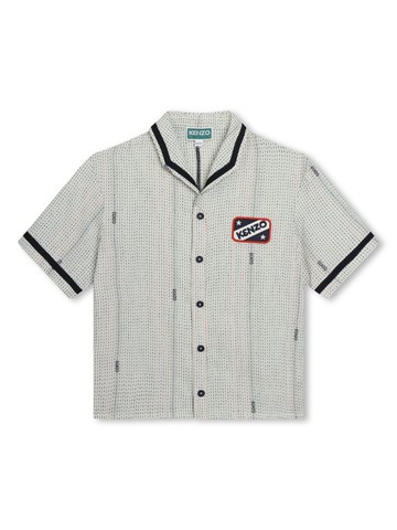 Kenzo Kids - logo-print bowling shirt - kids - Cotton - 12 - White
