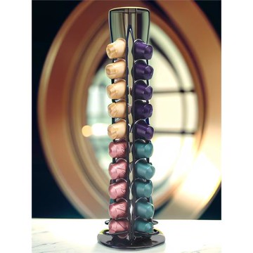 咖啡膠囊收納Nespress小膠囊咖啡架儲放可旋轉膠囊咖啡金屬架黑色