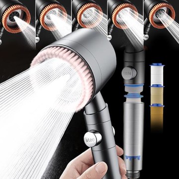 【Reddot 紅點生活】刷毛五檔增壓過濾止水花灑