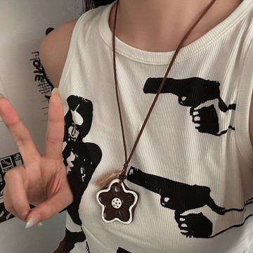 【台灣公司 可打統編】免運 原創設花朵陶瓷項鏈女新中式可愛復古可調節花朵項飾古風漢服配飾 可開發票 全館五折 工廠現貨直銷 新品特價 z9211