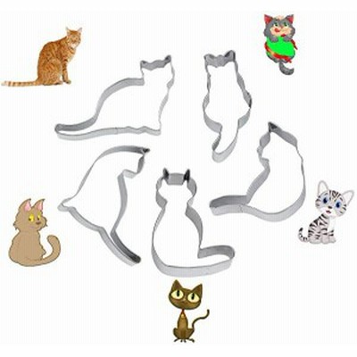 クッキー型 猫 5個セット ステンレスクッキー抜型 クッキーカッター ベーキング ステンレス製 製菓グッズ