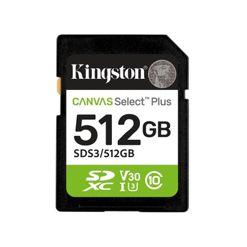 【Kingston】Canvas Select Plus 512GB SDXC U3 V30 UHS-I 記憶卡 讀取速度:150MB/s