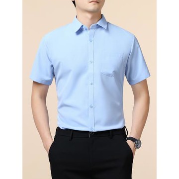 夏季男士白色短袖襯衫商務職業正裝工裝免燙抗皺長袖薄款襯衣上衣