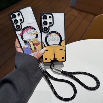 創意膚感黑維尼熊適用三星S25Ultra手機殼S24Ultra磁吸保護套S23Ultra防摔殼S22Ultra亞克力S25+可愛卡通女款