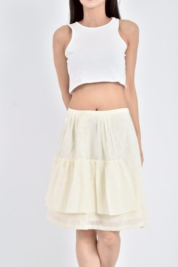 (M) e e e e花紋杏色短裙