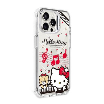 三麗鷗 iPhone 全系列 防震雙料隱形立架彩鑽手機殼-凱蒂協奏曲