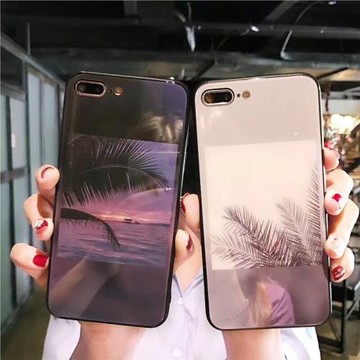 冷淡風椰樹玻璃適用于oppoa3/a1手機殼a79/a83情侶a75s/f5/a77