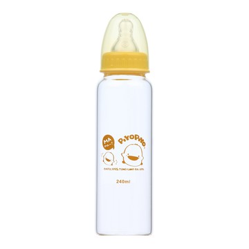 PiYOPiYO 黃色小鴨 玻璃奶瓶 0歲以上  黃色  240ml  1個