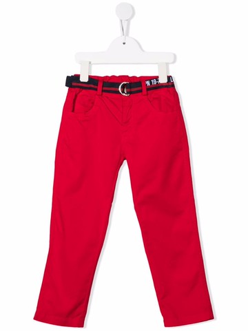 Lapin House - belted straight chinos - kids - Lycra/Cotton - 3 yrs - Red