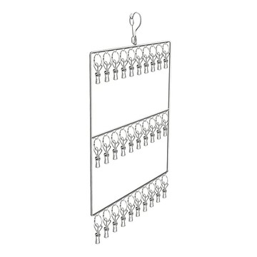 德利生活 不銹鋼多層襪夾 30夾 加粗 整潔收納 多夾大容量  銀色  1個