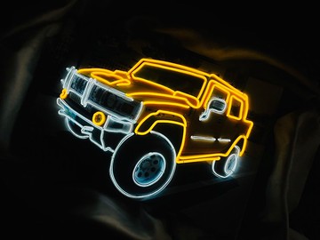 會發光的無框畫| 底圖及發光燈線客製化|車子