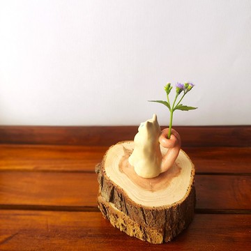 貓貓香插-小花插-小草插-香插座-手作陶