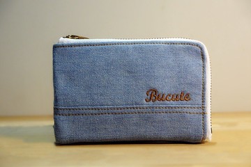 Bucute 文青牛仔錢包/生日禮物 首選/出國旅行/交換禮物/手工製作/